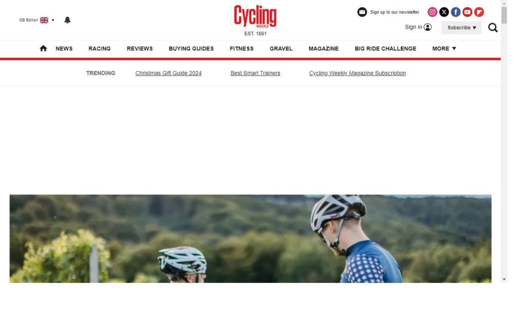 Screenshot of Cycling Weekly